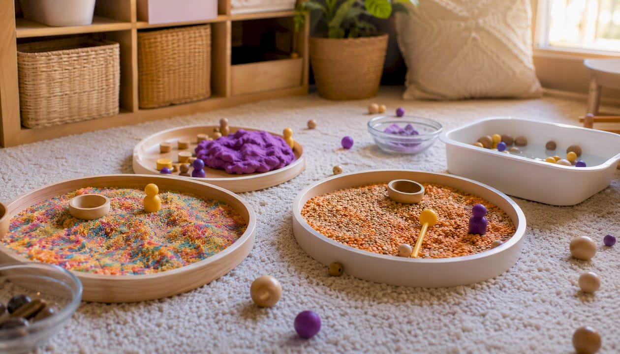 Variety of sensory bases for tuff tray play