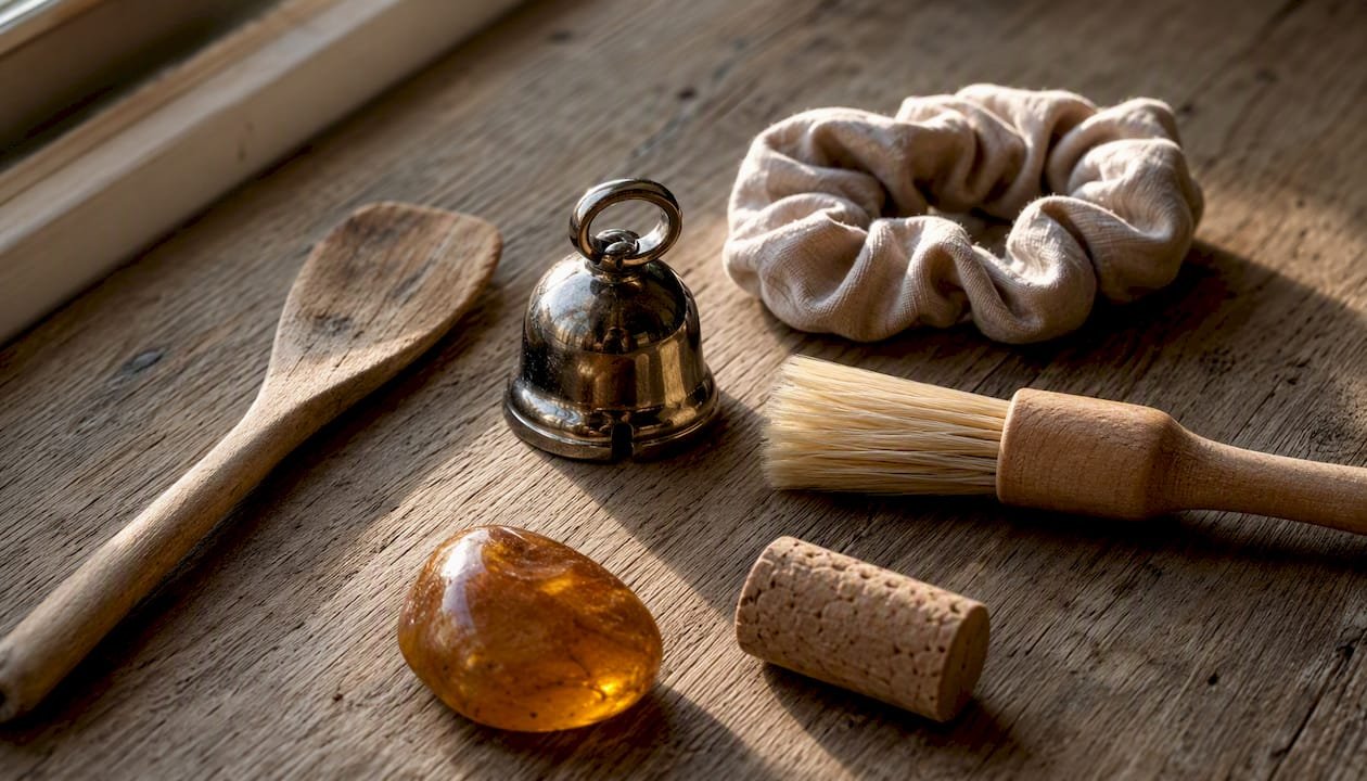 Assorted sensory objects for treasure basket play