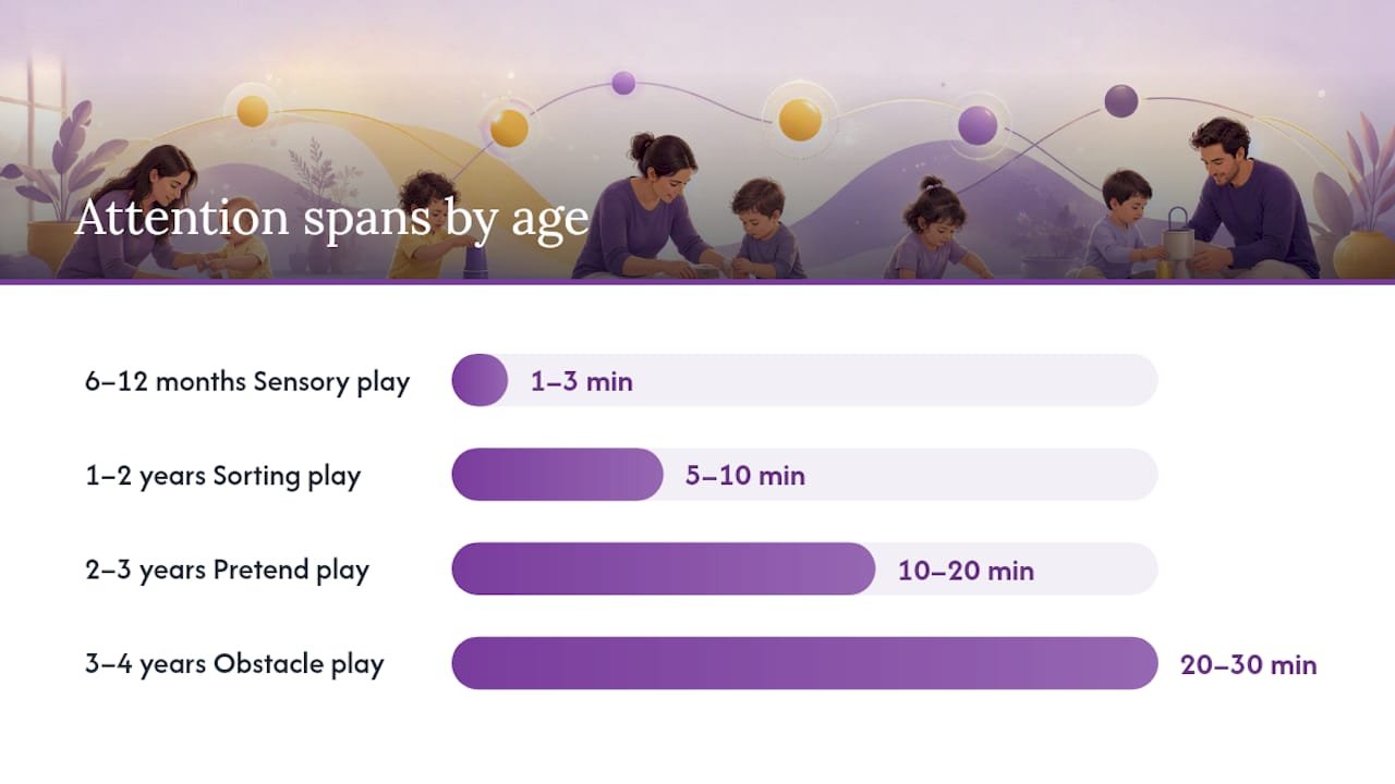Diagram of toddler attention spans by age with matching activities