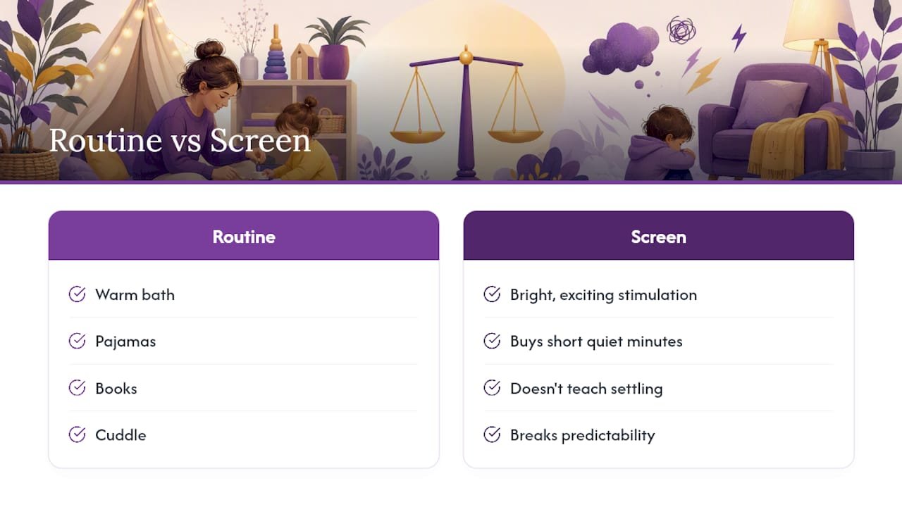 Four-step predictable bedtime routine flow