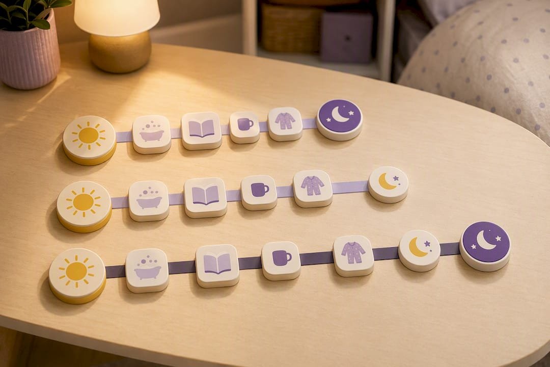 Illustration showing consistent bedtime sequence