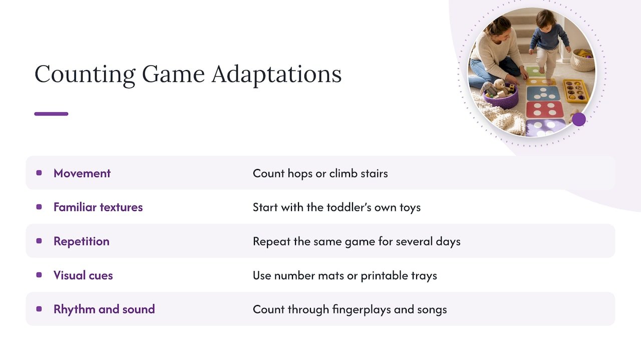 Five ways to adapt toddler counting games